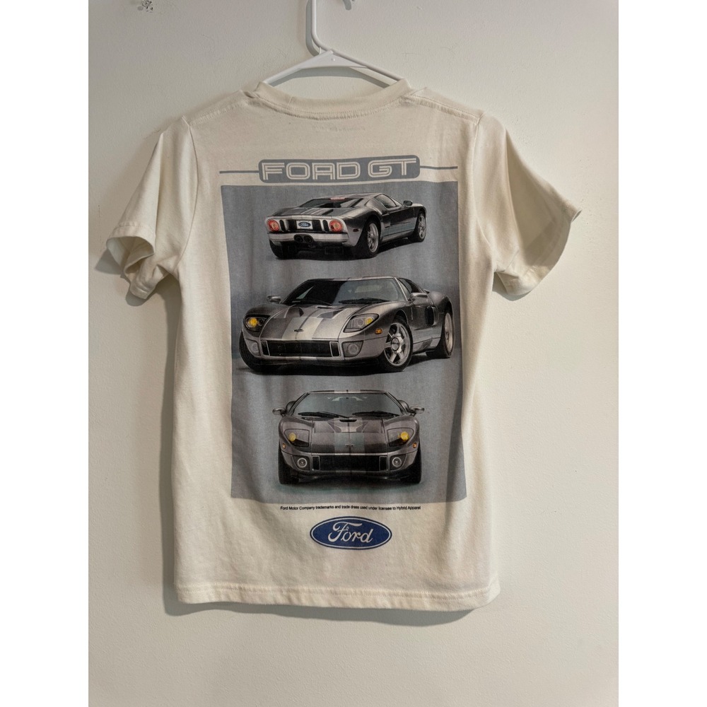 Abercrombie Kids Ford GT Graphic Tee Boys 11 12 Cream Short Sleeve Car Shirt